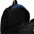 Рюкзак молодёжный из текстиля на молнии, 4 кармана, цвет чёрный/синий - Фото 6