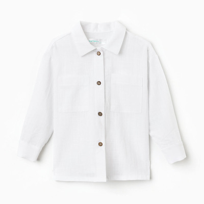 Рубашка для девочки KAFTAN: Linen, белая, размер 28 (86-92 см)