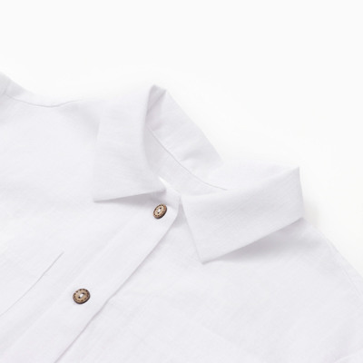 Рубашка для девочки KAFTAN: Linen, белая, размер 28 (86-92 см)