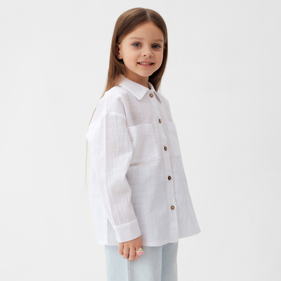 Рубашка для девочки KAFTAN: Linen, белая, размер 28 (86-92 см)