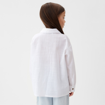 Рубашка для девочки KAFTAN: Linen, белая, размер 28 (86-92 см)