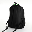Рюкзак молодёжный из текстиля на молнии, 4 кармана, цвет чёрный/зелёный - фото 11162898
