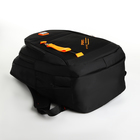 Рюкзак школьный из текстиля на молнии, 4 кармана, цвет чёрный/оранжевый - фото 23689475