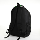 Рюкзак молодёжный из текстиля на молнии, 4 кармана, цвет чёрный/салатовый - фото 23689506