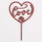 Топпер деревянный "Сердце" с блестками, цвет розовый - фото 8538439
