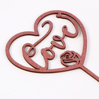 Топпер для торта деревянный «Сердце», с блёстками, розовый - Фото 2