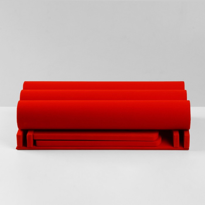 Подставка для часов, браслетов, флок, 3 ролика, 30,5x17,5x22,5 см, d=5 см, цвет красный