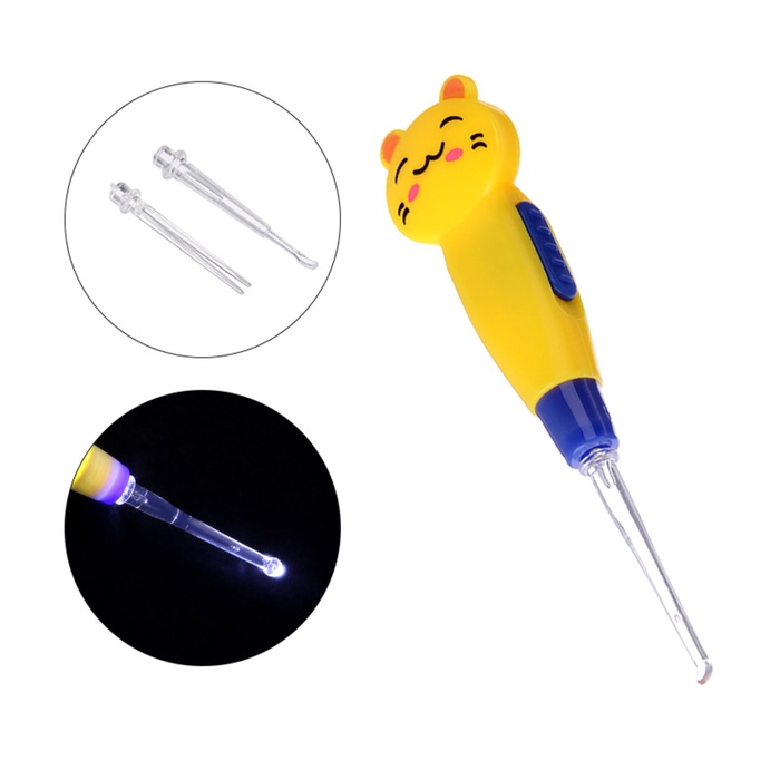 Палочка для чистки ушей LES-02, LED-подсветка, 3 насадки, от батареек, кошечка - Фото 1