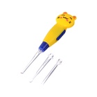 Палочка для чистки ушей LES-02, LED-подсветка, 3 насадки, от батареек, кошечка - Фото 3