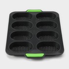 Форма для выпечки с перфорацией «Булочки», силикон, 34.5×23×2.5 см, 8 ячеек (9.5×6.3×2.4 см), чёрная - Фото 5