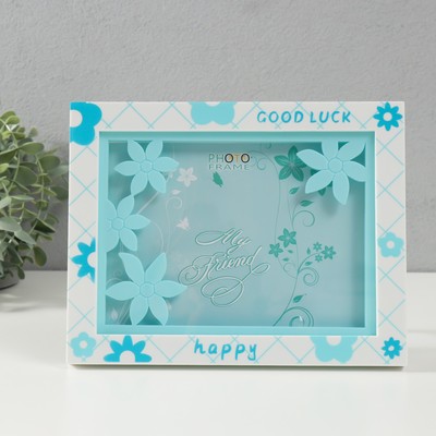 Фоторамка для фото 13×18 см «Цветочная», пластик, голубая, 23×2×18 см