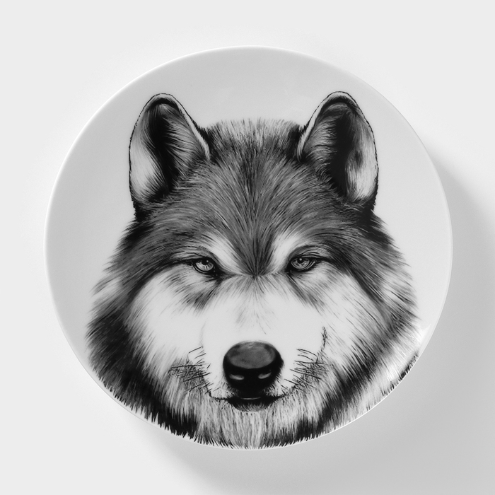 Тарелка фарфоровая «Волк», d=20 см - Фото 1