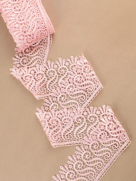 Кружево гипюровое, 94 мм, 11±1 м, цвет нежно-розовый