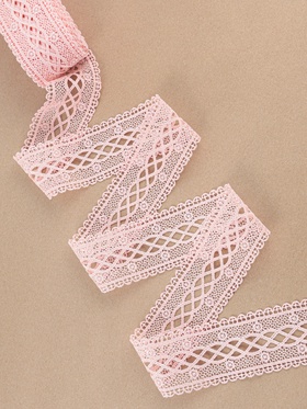 Кружево гипюровое, 40 мм, 11±1 м, нежно-розовое