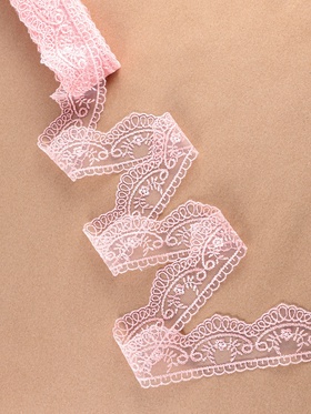 Кружево на сетке, 50 мм, 11±1 м, нежно-розовое