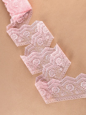 Кружево на сетке, 85 мм, 11±1 м, нежно-розовое