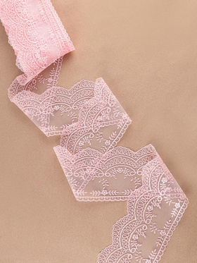 Кружево на сетке, 95 мм, 11±1 м, нежно-розовое