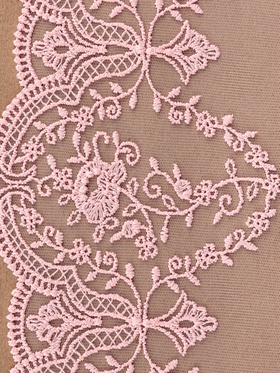 Кружево на сетке, 145 мм, 11±1 м, нежно-розовое