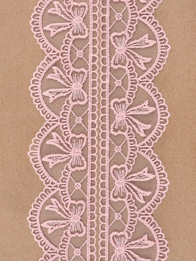 Кружево на сетке, 55 мм, 11±1 м, нежно-розовое