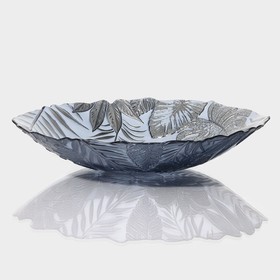 Салатник стеклянный «Арабис», d=33 см, цвет голубой