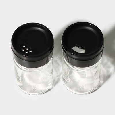 Набор для специй «Лекса», 150 мл, стекло, пластик, чёрный