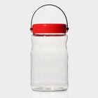 Банка для сыпучих продуктов с пластиковой крышкой и ручкой "Макро" 1,7 л, цвет красный - фото 4784001