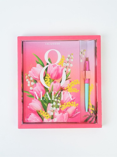 Подарочный набор «8 марта», ежедневник А5, 80 л. и ручка