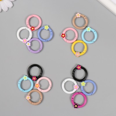 Карабин - основа для брелока «Цветочек», металл, 3×2.6 см, МИКС