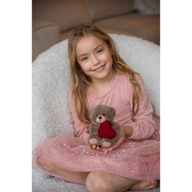 Мягкая игрушка "Мишка с сердцем", цвет коричневый, малый, 14 см 23075B