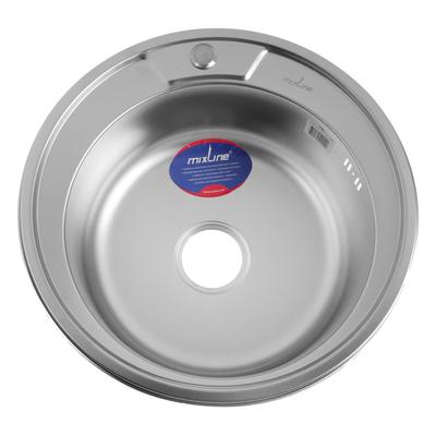 УЦЕНКА Мойка кухонная MIXLINE 532307, врезная, толщ 0.8 мм,51×51×17 см, вып.3 1/2", с сифоном