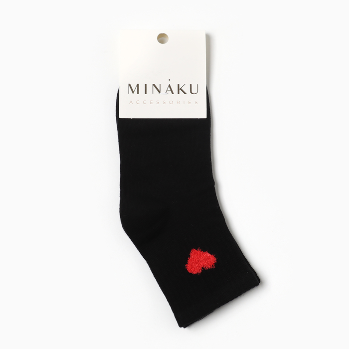 Носки детские "Сердечко" MINAKU, цвет черный, 18-20 см