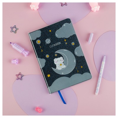 Записная книжка А5 80 листов в линию, ЛАЙТ, кожзам, MESHU «Cutestar», съемная пластиковая обложка с дизайном, пантон, белила, блок офсет