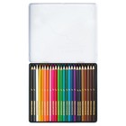 Карандаши цветные 24 цвета, Мульти-Пульти "Чебурашка", трехгранные, заточенные, металлический пенал - фото 23695020