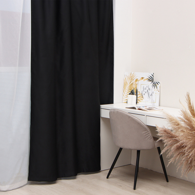 Штора блэкаут портьерная «Этель», 130×300 см, чёрная