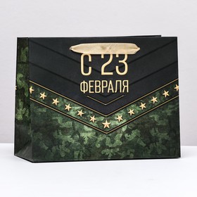 Пакет ламинированный горизонтальный "С 23 февраля!", 23 х 18 х 10 см 10165942