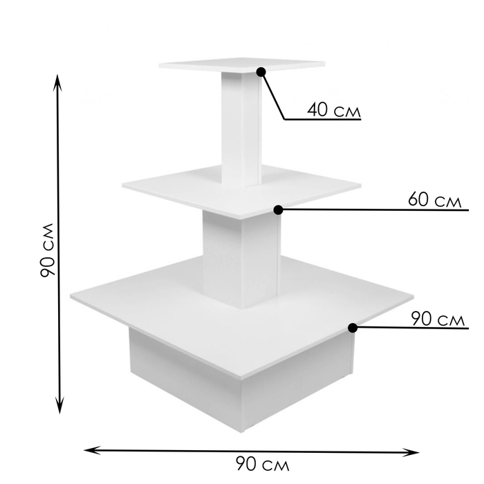 Стол «Пирамида» 3 яруса, 90×90×116, ЛДСП, цвет белый - фото 1894845831