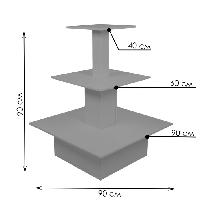 Стол «Пирамида» 3 яруса, 90×90×116, ЛДСП, цвет серый - фото 1910989157