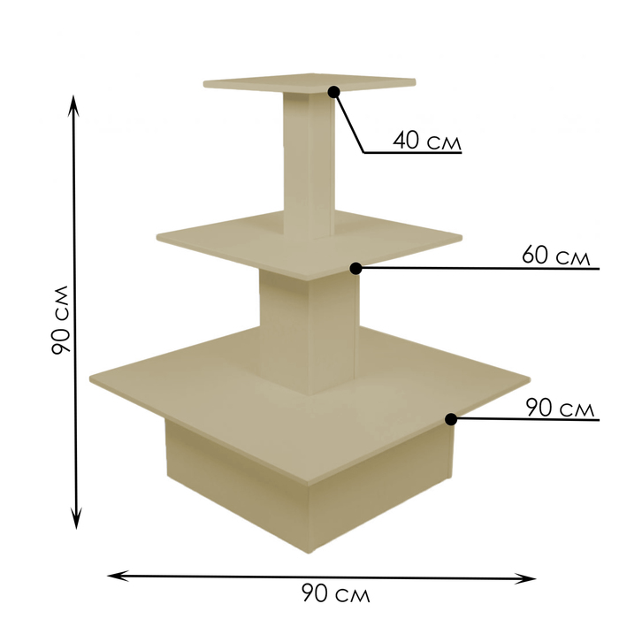 Стол «Пирамида» 3 яруса, 90×90×116, ЛДСП, цвет бук светлый - фото 1910989159