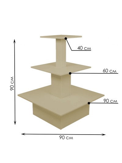 Стол трёхярусный «Пирамида», 90×90×116 см, ЛДСП, цвет дуб сонома