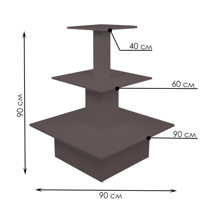 Стол «Пирамида» 3 яруса, 90×90×116, ЛДСП, цвет венге - фото 1896319151