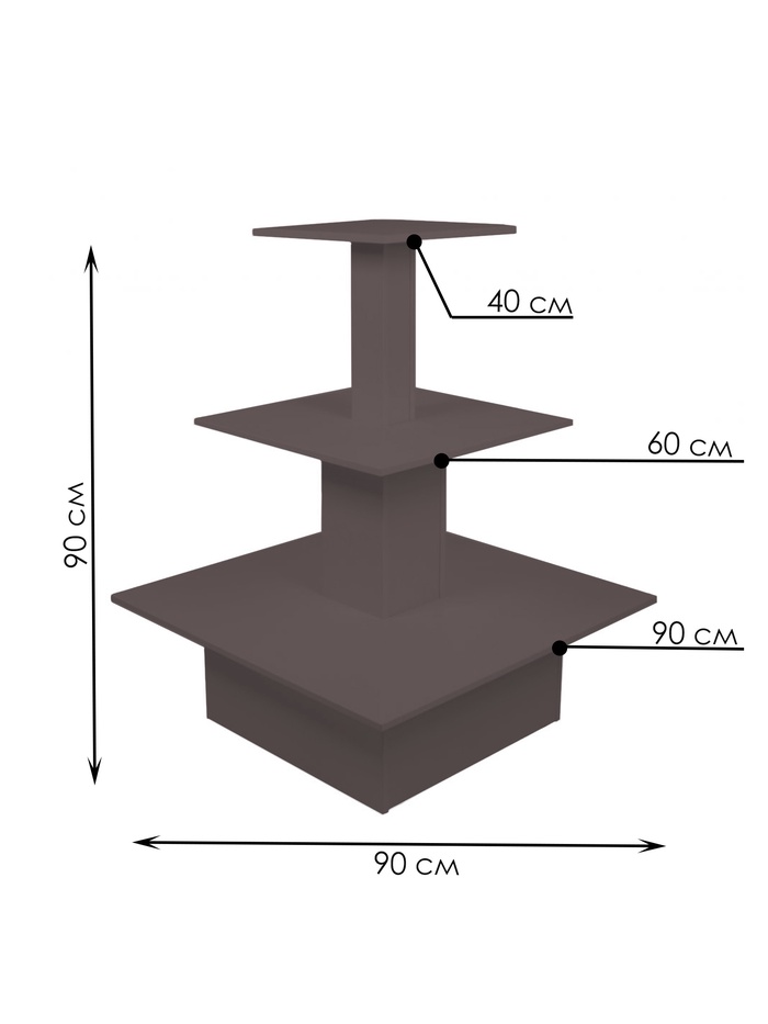 Стол трёхярусный «Пирамида», 90×90×116 см, ЛДСП, цвет венге - Фото 1