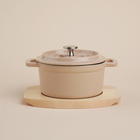 Кастрюля SL Home, 750 мл, d=14 см, h=7 см, на деревянной подставке, эмалированное покрытие, индукция, чугун, бежевая - Фото 12