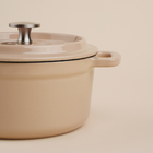 Кастрюля SL Home, 750 мл, d=14 см, h=7 см, на деревянной подставке, эмалированное покрытие, индукция, чугун, бежевая - Фото 9