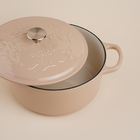 Кастрюля чугунная SL Home, 4.2 л, d=24.5 см, h=11 см, с крышкой, эмалированное покрытие, индукция, бежевая - Фото 6