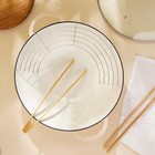 Сковорода-Вок SL Home, 5.4 л, d=36 см, h=10 см, чугун, эмалированное покрытие, в комплекте с палочками, индукция, бежевая - Фото 7