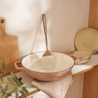 Сковорода-Вок SL Home, 3.1 л, d=31 см, h=8.5 см, с эмалированным покрытием, индукция, чугун, бежевая - Фото 2