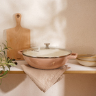 Сковорода-Вок SL Home, 3.1 л, d=31 см, h=8.5 см, с эмалированным покрытием, индукция, чугун, бежевая - Фото 8