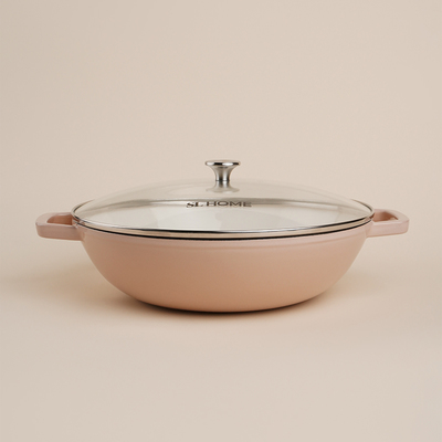 Сковорода-Вок SL Home, 3.1 л, d=31 см, h=8.5 см, с эмалированным покрытием, индукция, чугун, бежевая