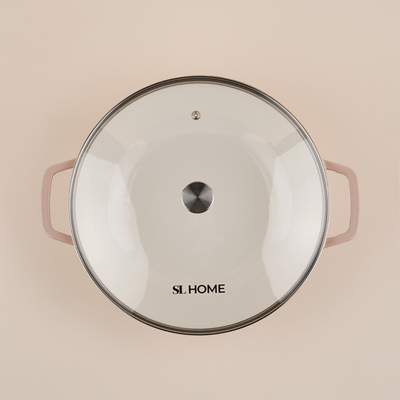 Сковорода-Вок SL Home, 3.1 л, d=31 см, h=8.5 см, с эмалированным покрытием, индукция, чугун, бежевая