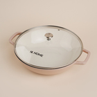 Сковорода-Вок SL Home, 3.1 л, d=31 см, h=8.5 см, с эмалированным покрытием, индукция, чугун, бежевая - Фото 3